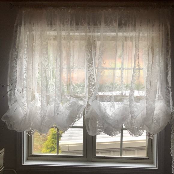 Custom Other White Lace Balloon Curtains W Beaded Trim Poshmark